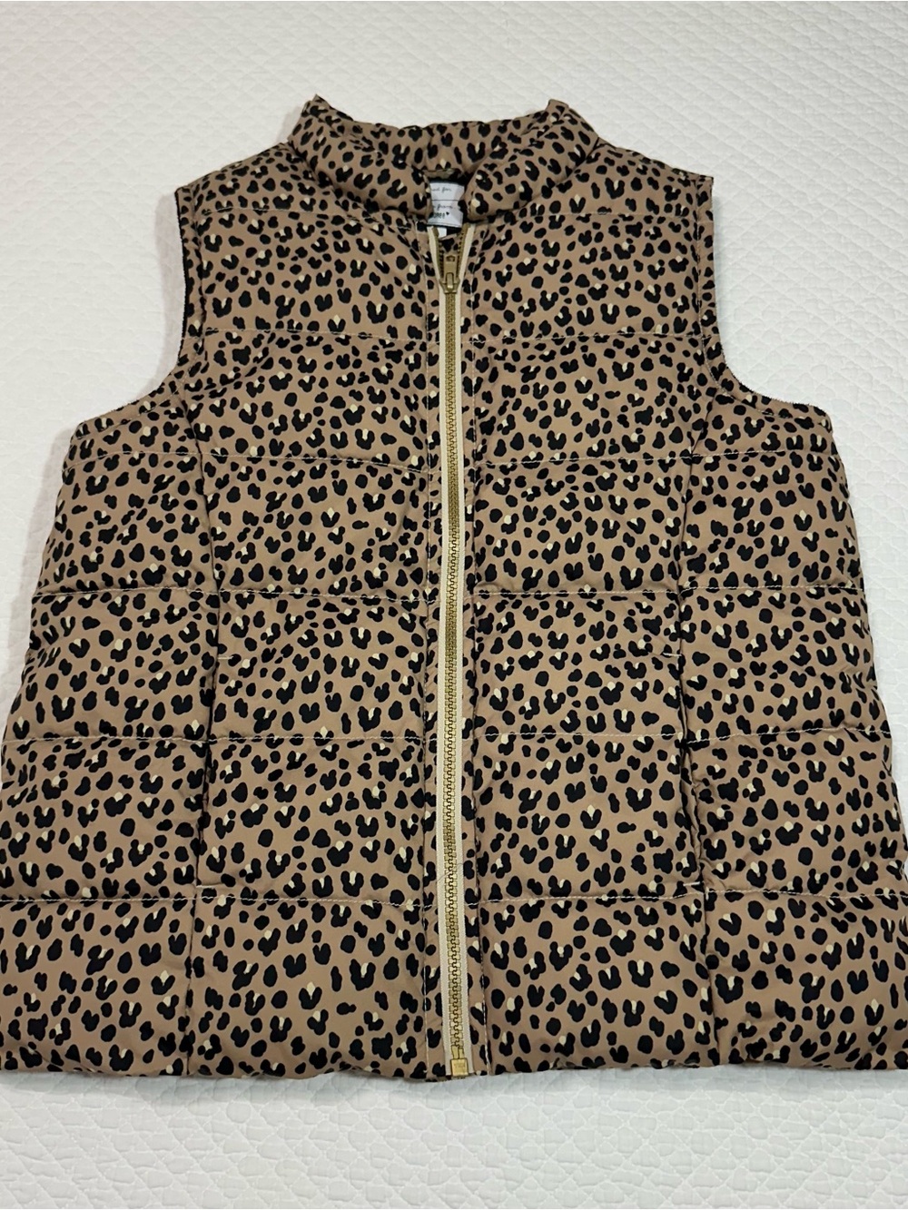 Gymboree Girls Tan Leopard Print Puffer Vest with Black Spots